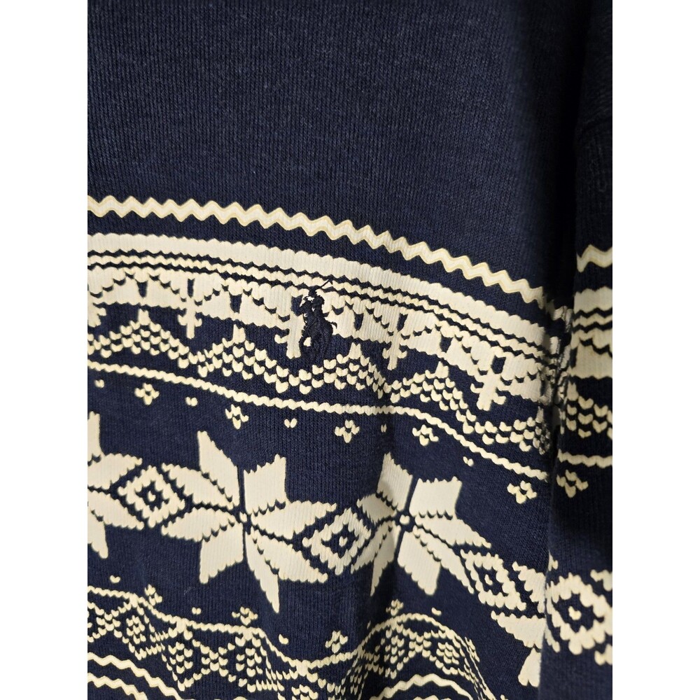 Polo Ralph Lauren Vintage Style Fair Isle Snowflake Quarter Zip Pullover XL flaw - Picture 2 of 11